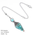 Synthetic turquoise crystal resin pendulum with copper coil and vintage silver finish - Turquoise (Antique Silver)