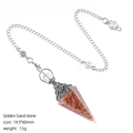 Golden Sand Stone hexagonal crystal pendulum with vintage silver cap and metal chain - Goldstone (Antique Silver)