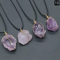 Handmade gold wire-wrapped natural purple and pink crystal stone necklace pendants - Amethyst (Gold Tone With Rope)