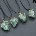 Handcrafted green fluorite wire wrapped stone pendant necklace on a black cord - Fluorite (Gold Tone With Rope)