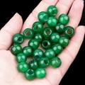 Translucent green agate large hole beads 12mm for DIY jewelry making held in hand - 1 Piece / Green Agate