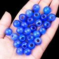 Vibrant blue 12mm large hole crystal agate loose bead held in hand for DIY jewelry - 1 Piece / Blue Agate