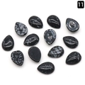 Piedras preciosas de obsidiana copo de nieve en forma de gota para joyería artesanal - Obsidiana copo de nieve / 13x18mm