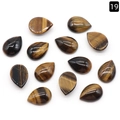 Cabujones de piedra ojo de tigre en forma de pera con textura pulida y efecto gato - Ojo de tigre / 13x18mm