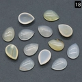 Cabujones de cristal natural en forma de pera gris-blanco para hacer joyería - Ágata / 13x18mm