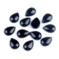 Cabujones de piedra natural negra en forma de gota para incrustaciones de joyería DIY - Obsidiana / 13x18mm