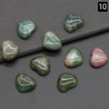 Pierres de cristal naturel en forme de cœur polies en teintes vert et violet clair - Agate d'Inde