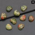 Pietra naturale di Unakite a forma di cuore lucido per creazione gioielli DIY - Unakite