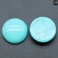 Pair of round sky blue turquoise stone cabochons with natural black web texture - Synthetic Blue Turquoise