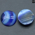 Two polished round blue striped agate cabochons for DIY jewelry inlay settings - Blue Agate