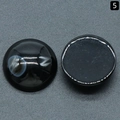 Polished black round gemstone DIY cabochon with silver metal frame for jewelry making - Black Agate