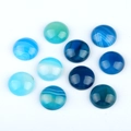 Set of 10 round blue agate cabochons with natural stripes for DIY jewelry making - Dark Blue Agate