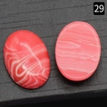 Twee ovale roze rhodochrosiet cabochons met witte banden voor DIY-sieraden - Rhodochrosiet (Synthetisch) / 18x25mm