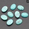Piedras de turquesa ovales con vetas negras para incrustación de joyas y manualidades - Turquesa Azul Sintética (13X18mm)