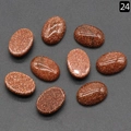 Cabujones ovalados de piedra de sol con destellos marrón rojizo para joyería DIY - Goldstone Sintético (13X18mm)
