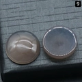 Two round 18mm translucent grey-purple crystal cabochon stones with a smooth polished surface - 18mm / Grey Agate