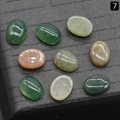 Oval cabochon natural crystal gemstones in multi-color green and orange set of 9 - India Agate