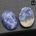 Set van twee ovale sodalietstenen met gepolijste blauwe en witte texturen - Sodaliet / 18x25mm