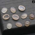 Oval milky white translucent crystal gemstone cabochons for jewelry making and DIY crafts - Grey Agate