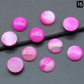 Set of 10 pink striped agate cabochons for jewelry making with natural banded texture - 16mm Striped Rose Red Agate