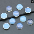 Set of 10 round 16mm opal glass cabochons with translucent blue and milky white sheen - 16mm Opal (Synthetic)