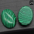 Set van twee ovale malachiet cabochons met groene natuurlijke strepen voor doe-het-zelf - Malachiet (Synthetisch) / 18x25mm
