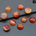 Set of 10 round natural striped agate cabochons with reddish-brown concentric patterns - 16mm Striped Red Agate