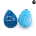 Gemmes d'agate bleue en forme de larme avec des motifs de bandes naturelles polis - Agate Bleue (18×25mm)