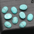 Oval 6x8mm turquoise stone cabochons with black spiderweb patterns for jewelry DIY - Turquoise (Synthetic)