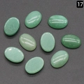Set de nueve cabujones ovalados de cristal verde claro pulido para creación de joyas DIY - Aventurina (13X18mm)
