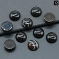Polished black agate 16mm round cabochon stones with natural white stripe details - 16mm Black Agate