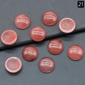 Set of 10 round pink crystal cabochons with smooth polished finish for DIY jewelry - 16mm Watermelon Red (Synthetic)