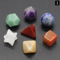 Set di 7 pietre curative chakra in cristallo lucido in varie forme geometriche naturali - Arcobaleno