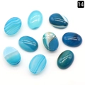 Nueve cabujones de ágata azul ovalados con texturas naturales y acabado pulido - Ágata Azul (13X18mm)