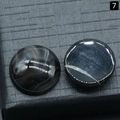 Pair of round 18mm black agate cabochons with white natural stripes for DIY jewelry - 18mm / Black Agate