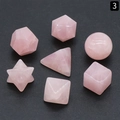 Set of 7 rose quartz geometric crystals including spheres and pyramids for yoga decor - Rose Quartz