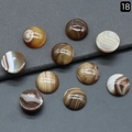Set of 10 round natural banded agate cabochons with earthy brown and orange tones - 16mm Coffee Agate