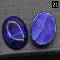 Ovale blauw gestreepte agaat edelstenen met natuurlijke polijsting voor sieraden - Saffierblauwe Agaat / 18x25mm
