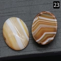 Paar ovale agaat cabochons met unieke bruine en witte natuurlijke streeppatronen - Koffie Agaat / 18x25mm