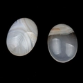 Set van twee gepolijste ovale grijze zijde-agaatstenen voor het maken van sieraden - Gestreepte Witte Agaat / 18x25mm