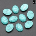 Οβάλ τιρκουάζ cabochons με μαύρη υφή για ρυθμίσεις κοσμημάτων και κατασκευές DIY - Συνθετικό Μπλε Τυρκουάζ / 15x20mm