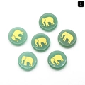 Set di 6 pietre preziose tonde in avventurina verde con elefante dorato - Avventurina Verde