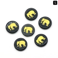 Set di sei ciondoli a elefante in onice nera da 25mm con decorazioni dorate incise - Ossidiana