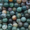 Perles d'agate mousse de 10mm polies avec motifs naturels vert et brun forêt - Perle Ronde 10mm Sans Trou / Agate d'Inde