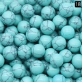 Perles rondes bleu ciel style turquoise 10mm avec motifs de toile d'araignée noire DIY - Perle Ronde 10mm Sans Trou / Turquoise Bleue