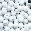 Perles de turquoise blanche 10mm avec texture marbrée pour création de bijoux - Perle Ronde 10mm Sans Trou / Howlite