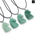 Pendentif tête de licorne en pierre naturelle verte avec cordon noir et fermoir argent - Aventurine Verte