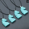 Turquoise paardenhoofd hanger ketting met zwart koord en natuurlijke marmeren patronen - Synthetisch Blauw Turkoois