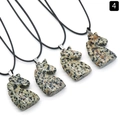 Dalmatiër jaspis eenhoorn hanger set met zwart koord en zilveren sluiting - Dalmatijnse jaspis