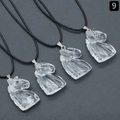 Witte kristallen eenhoorn hanger met verstelbare zwarte geweven koord ketting - Synthetisch Wit Kristal